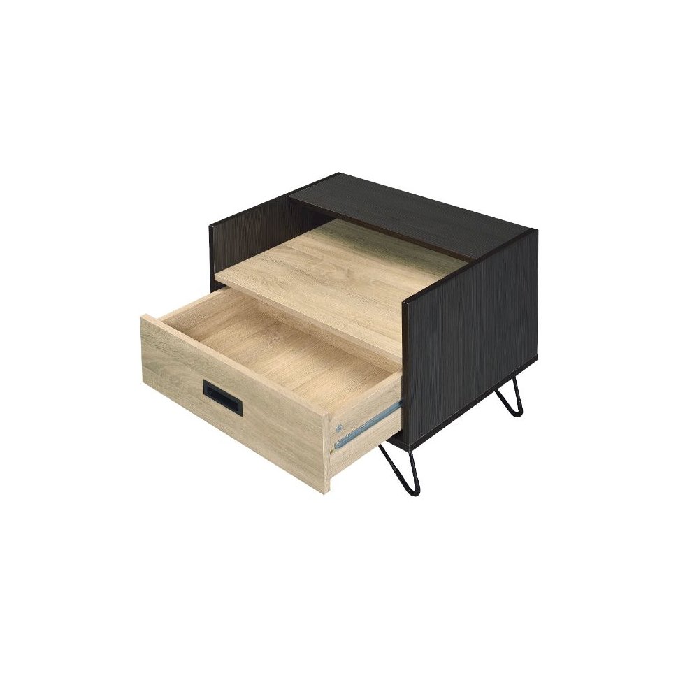 Melkree Accent Table, Oak & Black