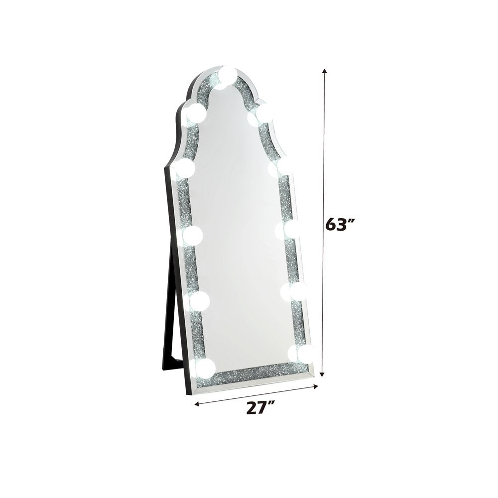 Noralie Floor Mirror, Mirrored & Faux Diamonds