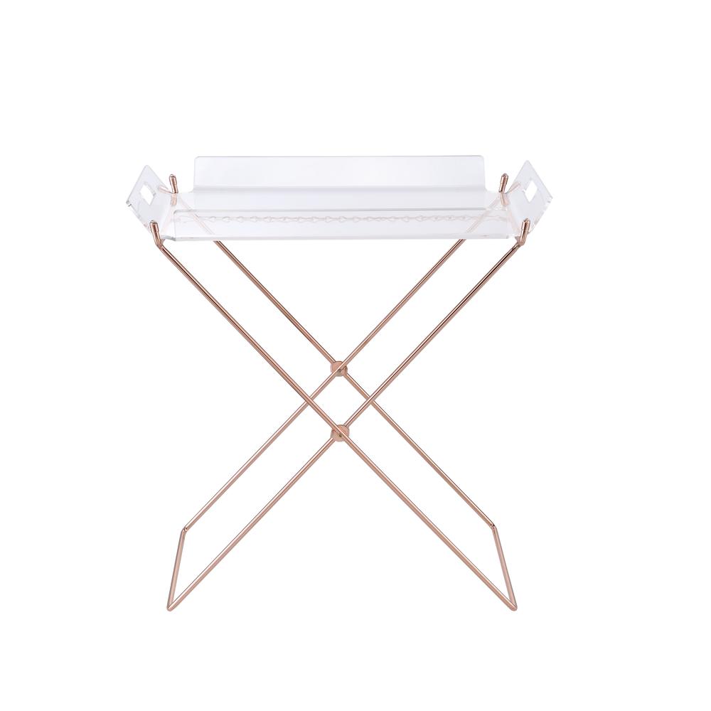 Cercie Tray Table, Clear Acrylic & Copper