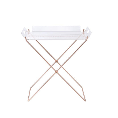 Cercie Tray Table, Clear Acrylic & Copper