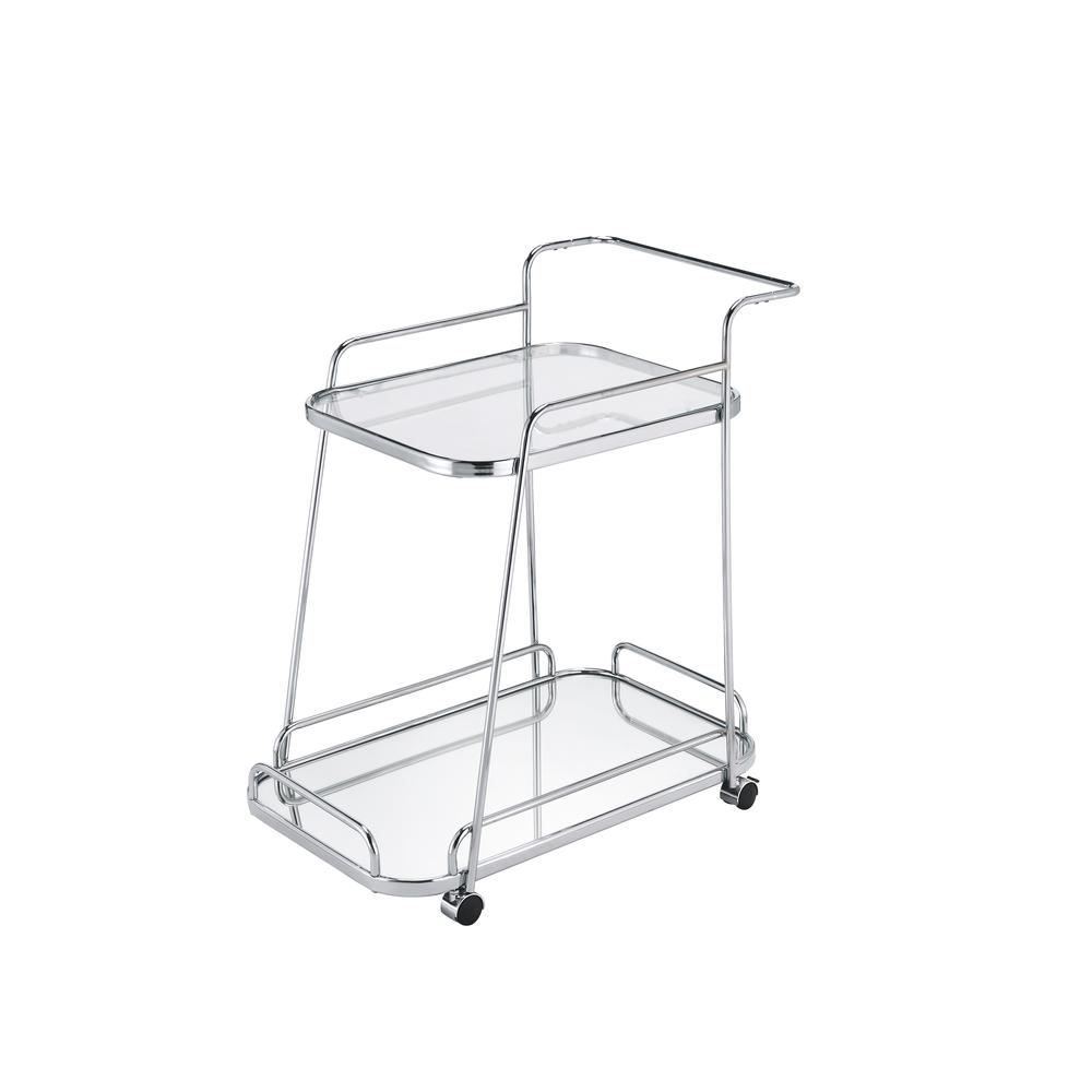 Aegis Serving Cart, Clear Glass & Chrome