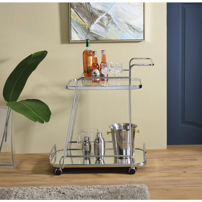 Aegis Serving Cart, Clear Glass & Chrome