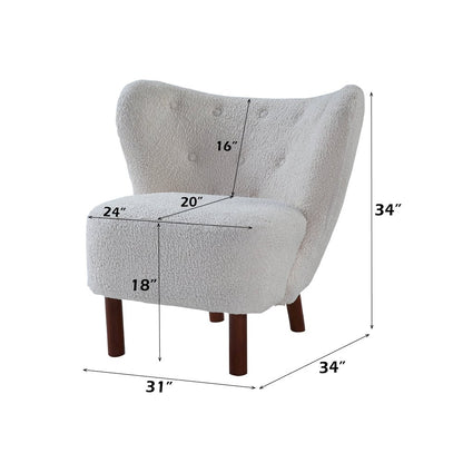 Zusud Accent Chair, White Teddy Sherpa