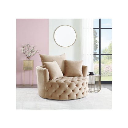 Zunyas Accent Chair w/Swivel, Beige Velvet