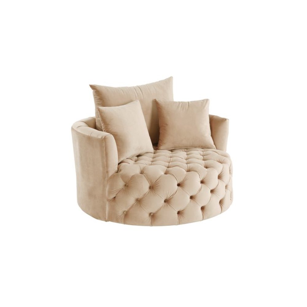 Zunyas Accent Chair w/Swivel, Beige Velvet
