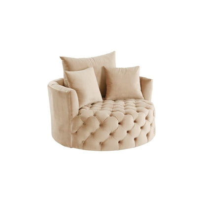 Zunyas Accent Chair w/Swivel, Beige Velvet