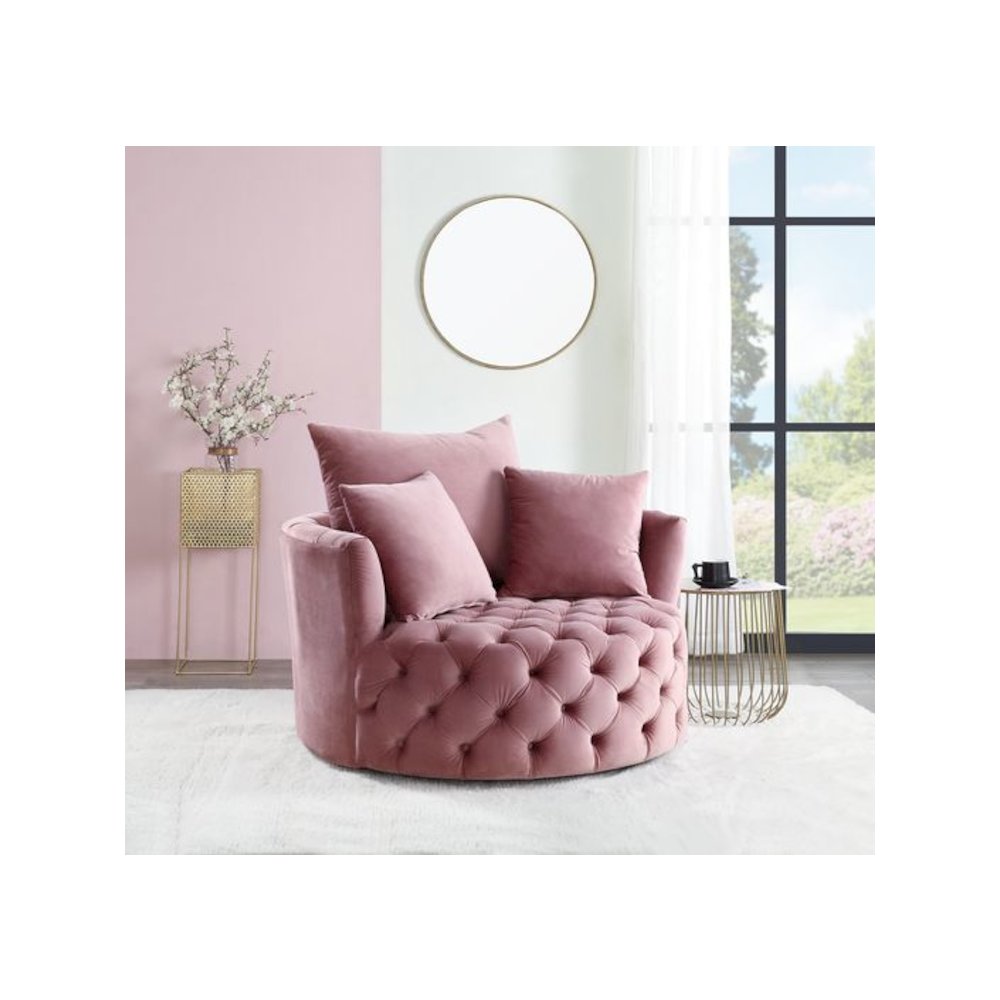 Zunyas Accent Chair w/Swivel, Pink Velvet