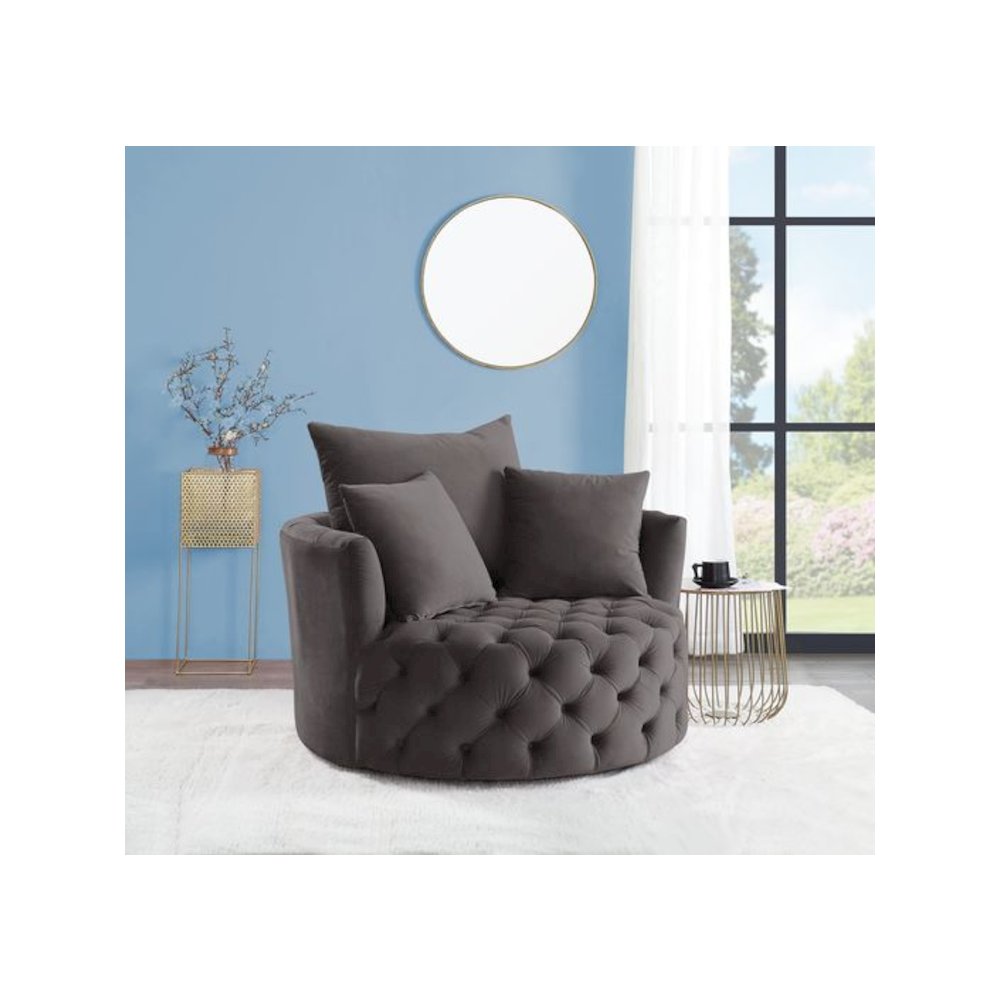 Zunyas Accent Chair w/Swivel, Gray Velvet