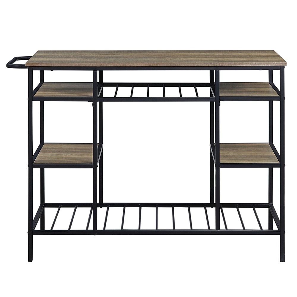 Lona Kitchen Island, Rustic Oak & Black