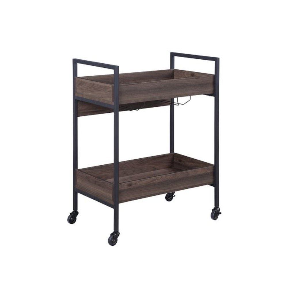 Jerrick Serving Cart, Walnut & Black