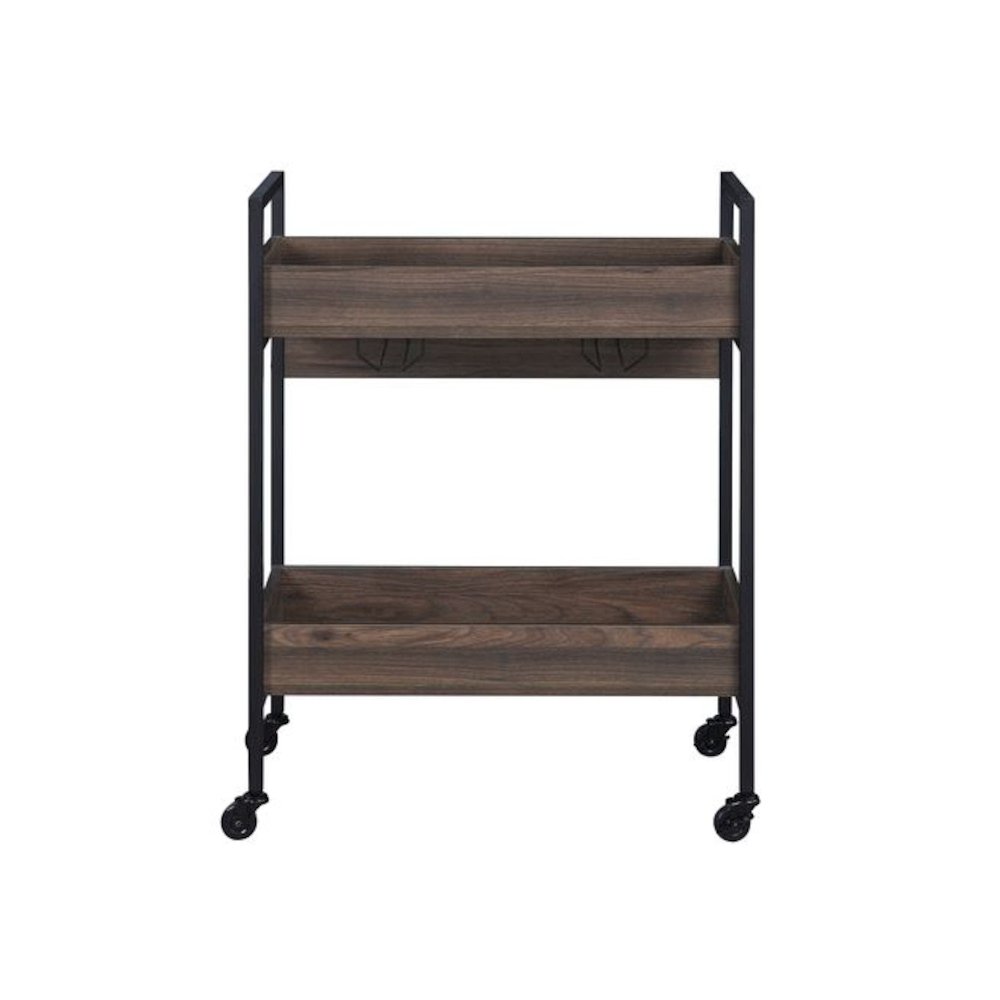 Jerrick Serving Cart, Walnut & Black