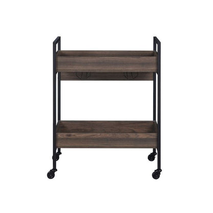 Jerrick Serving Cart, Walnut & Black