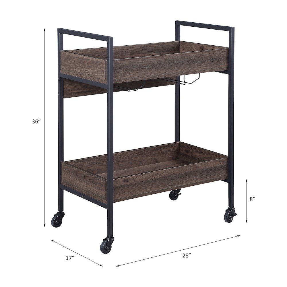 Jerrick Serving Cart, Walnut & Black