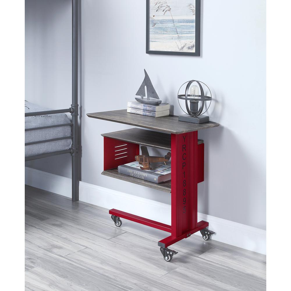 Cargo Accent Table w/Wall Shelf, Red