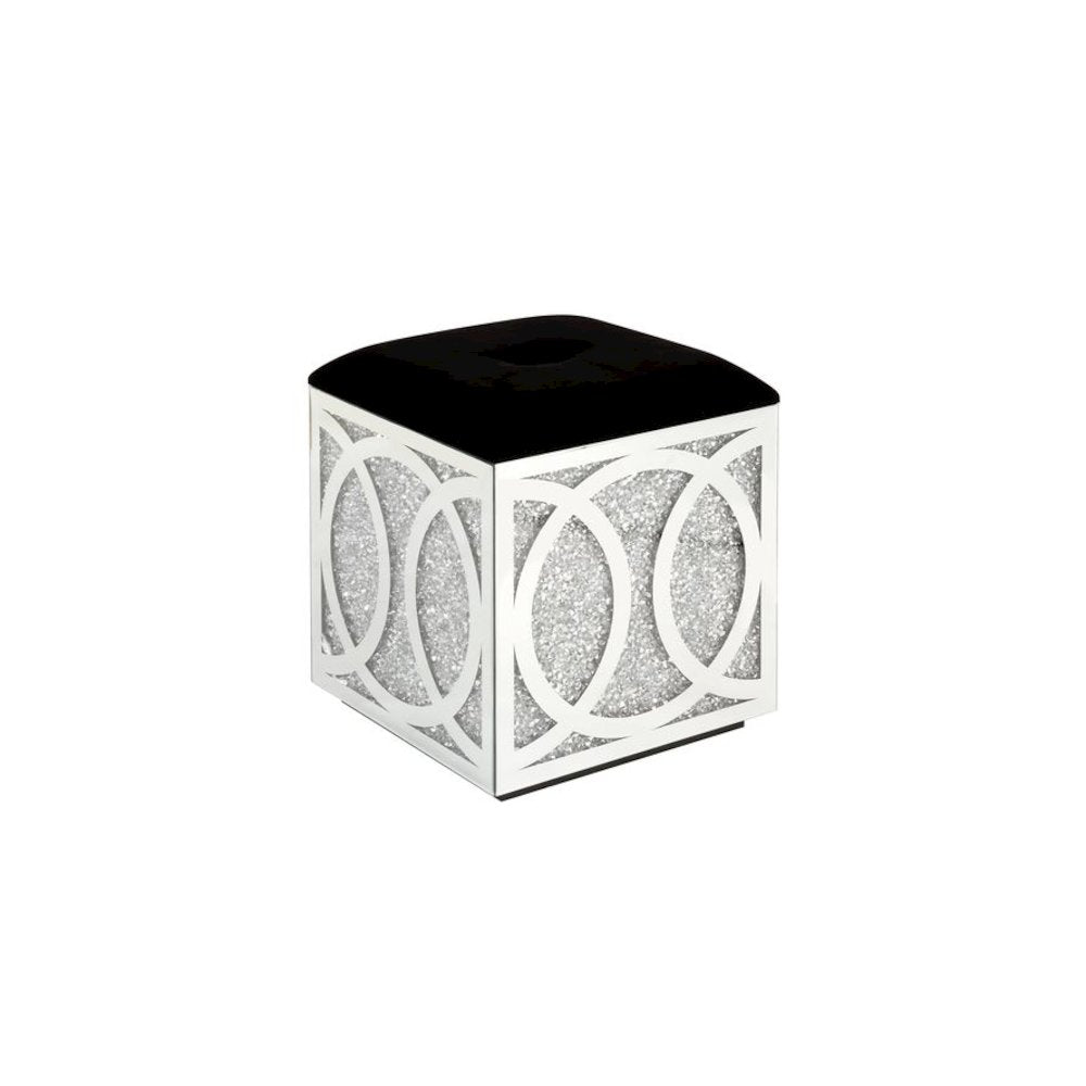 Noralie Ottoman w/Storage, Mirrored & Faux Diamonds