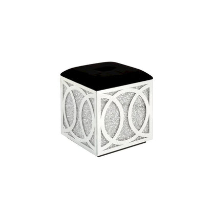 Noralie Ottoman w/Storage, Mirrored & Faux Diamonds