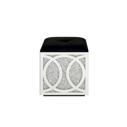 Noralie Ottoman w/Storage, Mirrored & Faux Diamonds