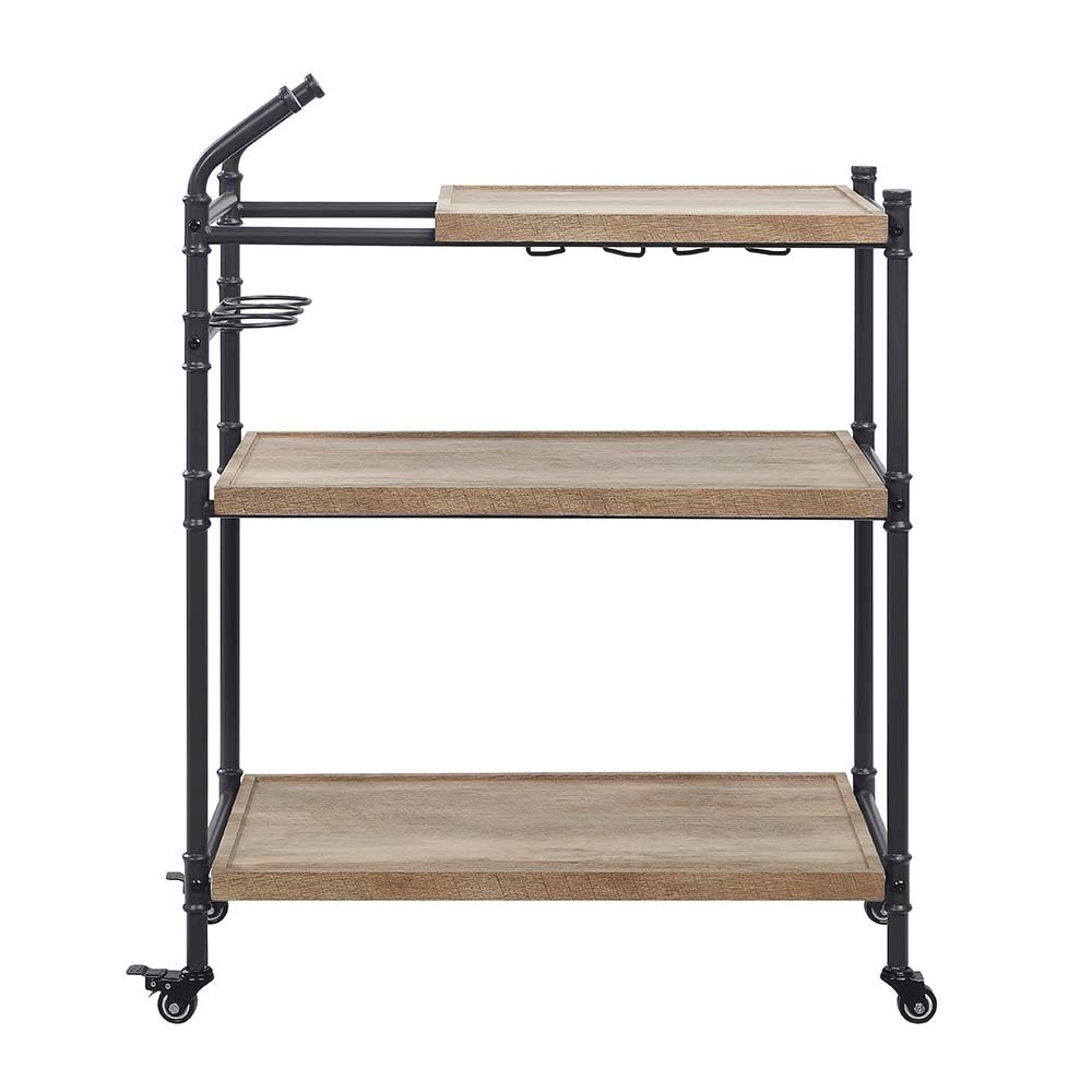 Brantley Serving Cart, Oak & Sandy Black
