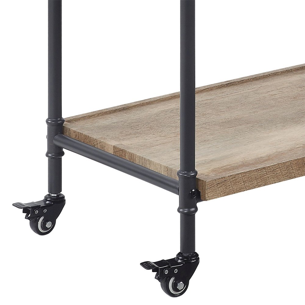 Brantley Serving Cart, Oak & Sandy Black