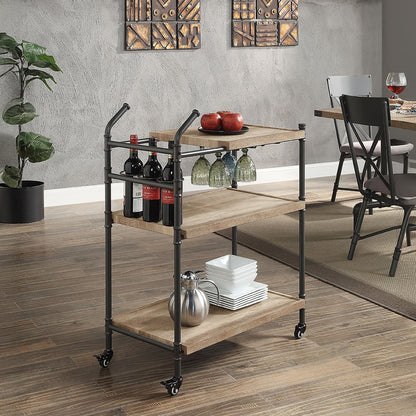 Brantley Serving Cart, Oak & Sandy Black