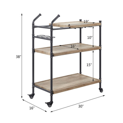 Brantley Serving Cart, Oak & Sandy Black
