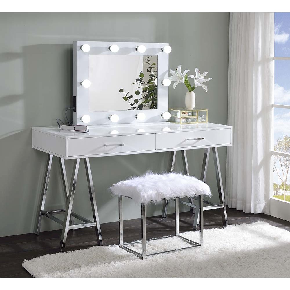 Avery Accent Mirror, White