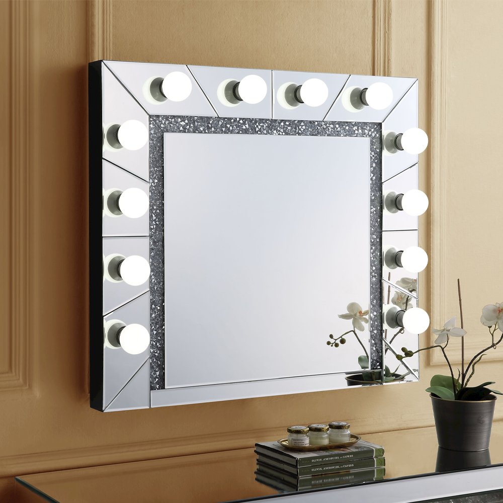 Noralie Accent Mirror, Mirrored & Faux Diamonds
