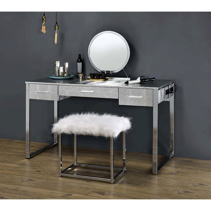 Myles Vanity Set w/USB Port, Antique White & Chrome