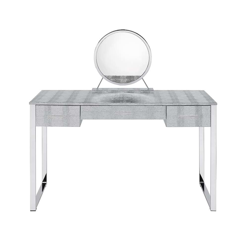 Myles Vanity Set w/USB Port, Antique White & Chrome