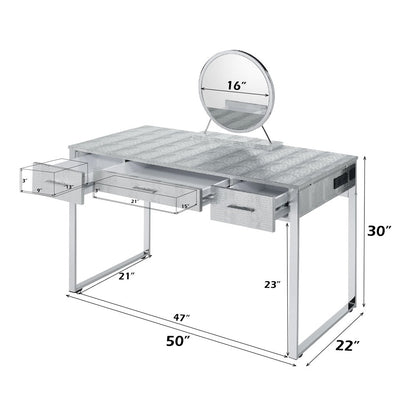 Myles Vanity Set w/USB Port, Antique White & Chrome