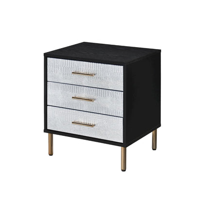 Myles Nightstand, Black, Silver & Gold