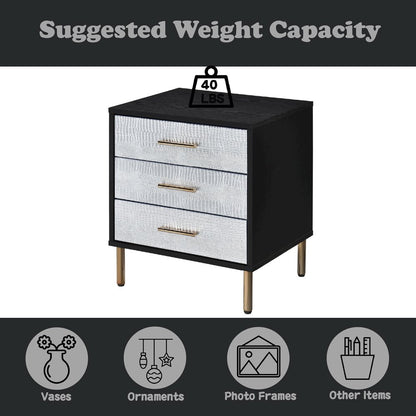 Myles Nightstand, Black, Silver & Gold