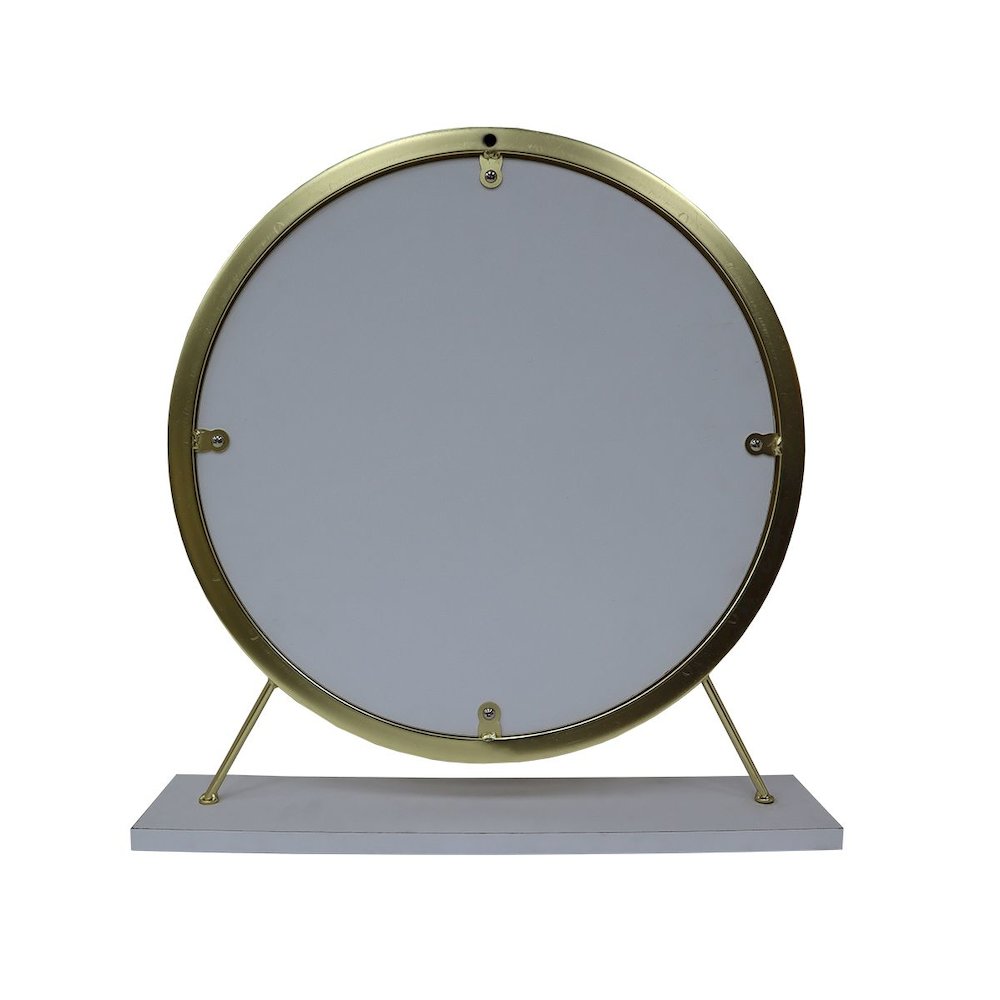 Adao Vanity Mirror & Stool, Faux Fur, Mirror, White & Brass