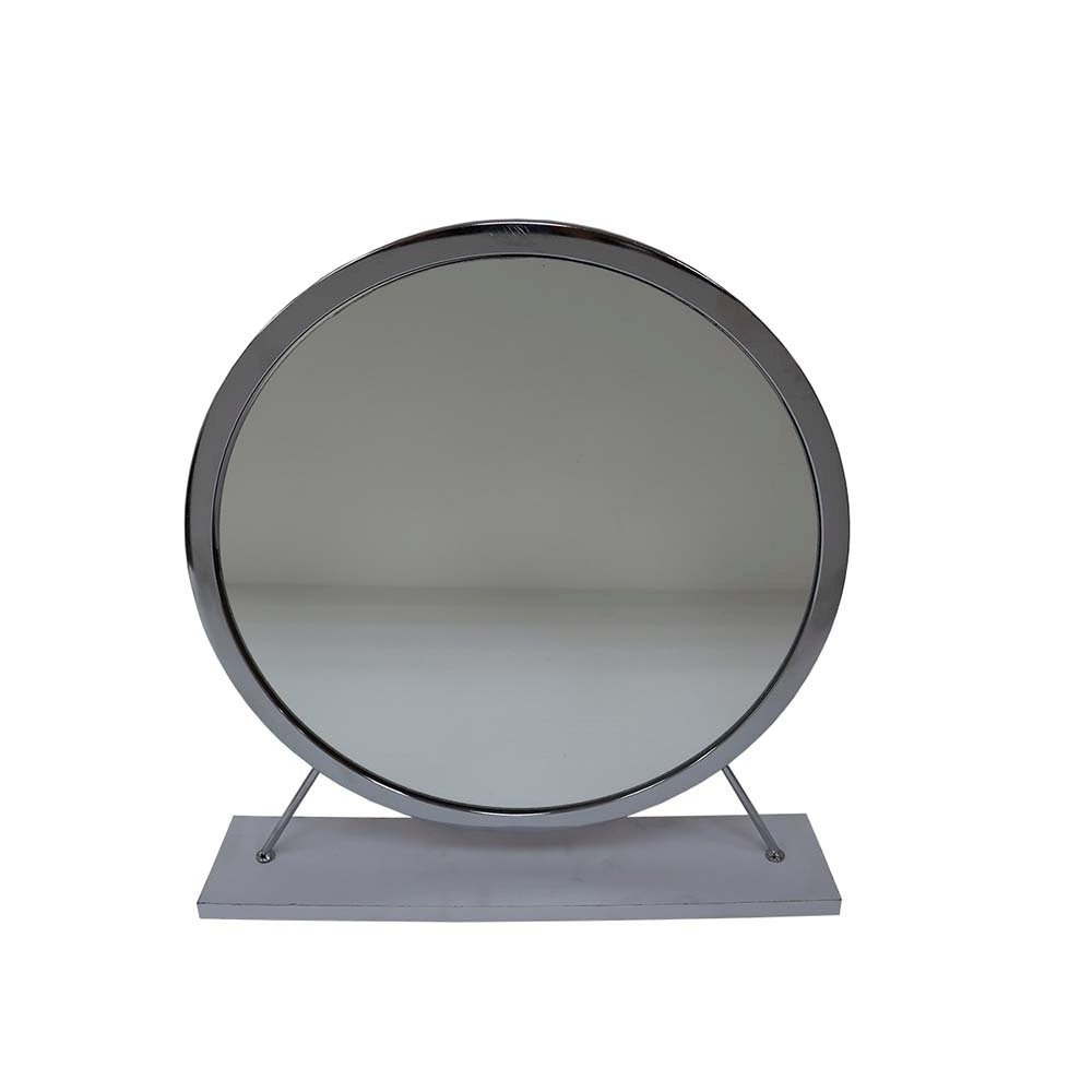 Adao Vanity Mirror & Stool, Faux Fur, Mirror, White & Chrome