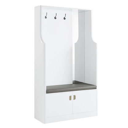 Buck II Hall Tree, White High Gloss