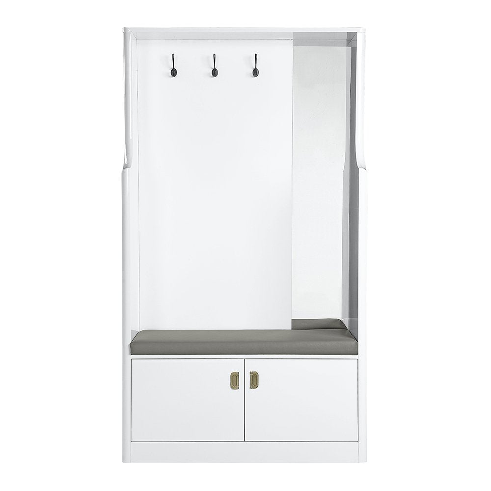 Buck II Hall Tree, White High Gloss
