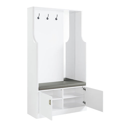Buck II Hall Tree, White High Gloss
