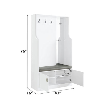 Buck II Hall Tree, White High Gloss
