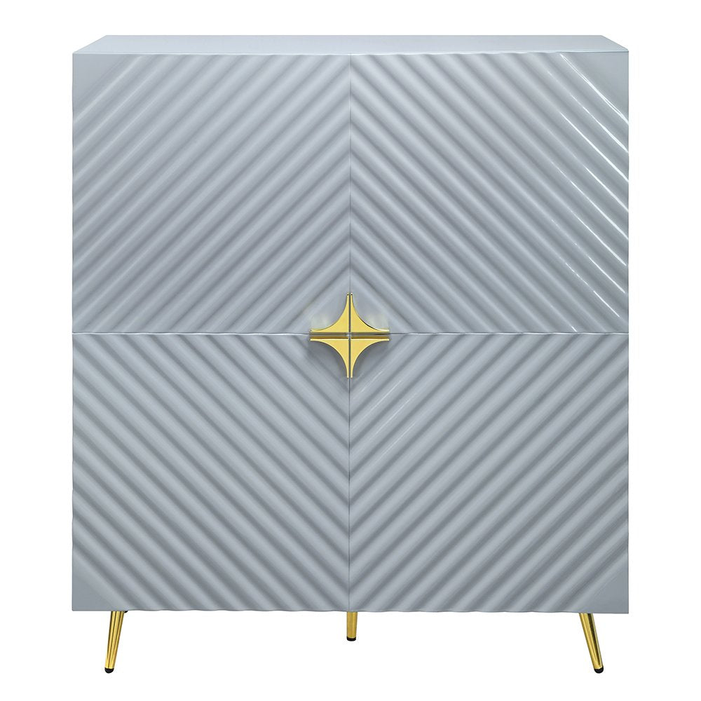 Gaines Cabinet, Gray High Gloss
