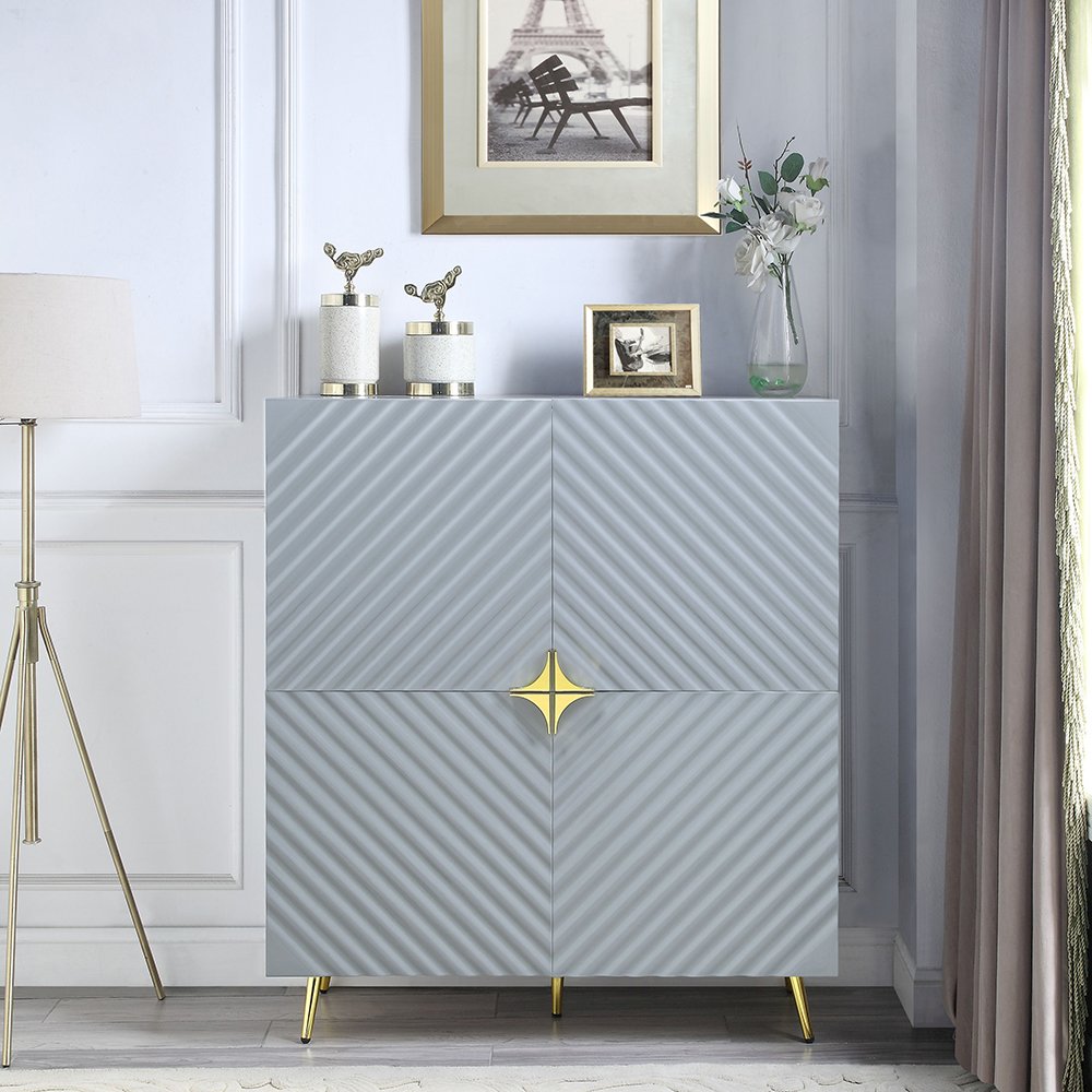Gaines Cabinet, Gray High Gloss