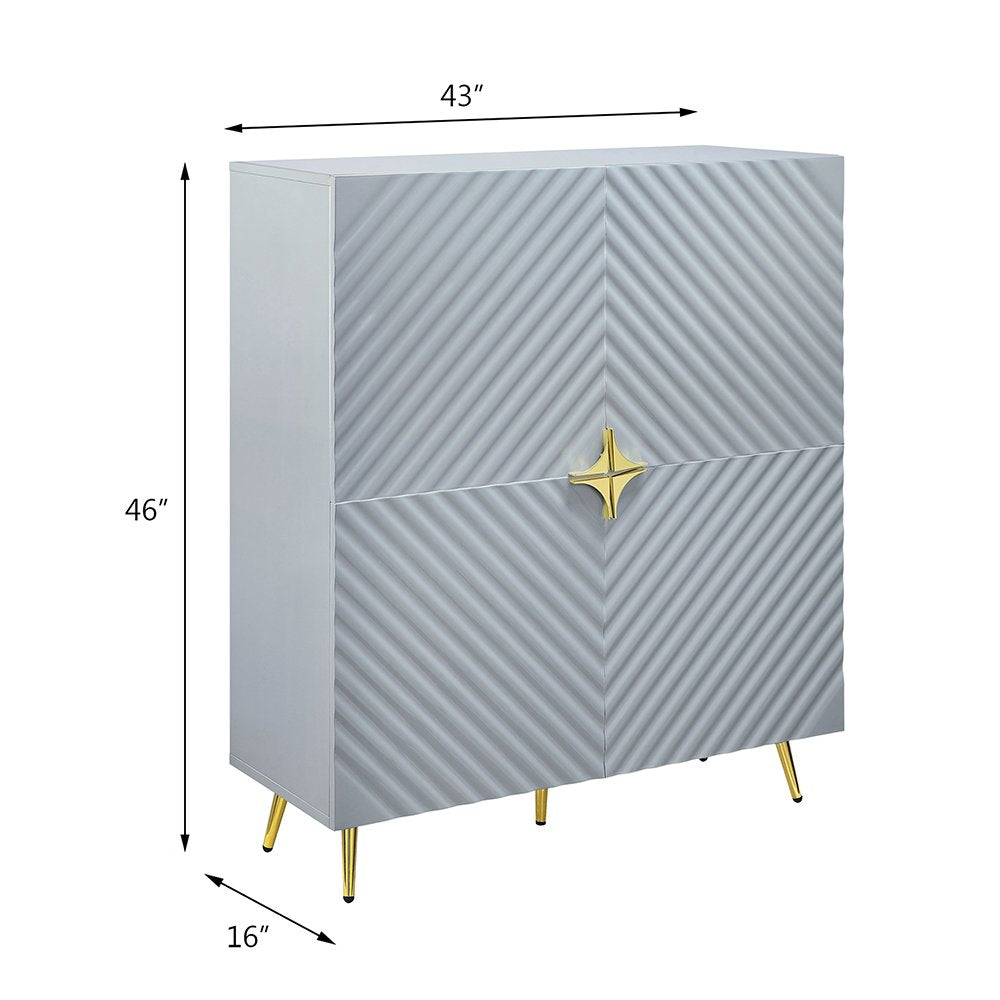 Gaines Cabinet, Gray High Gloss