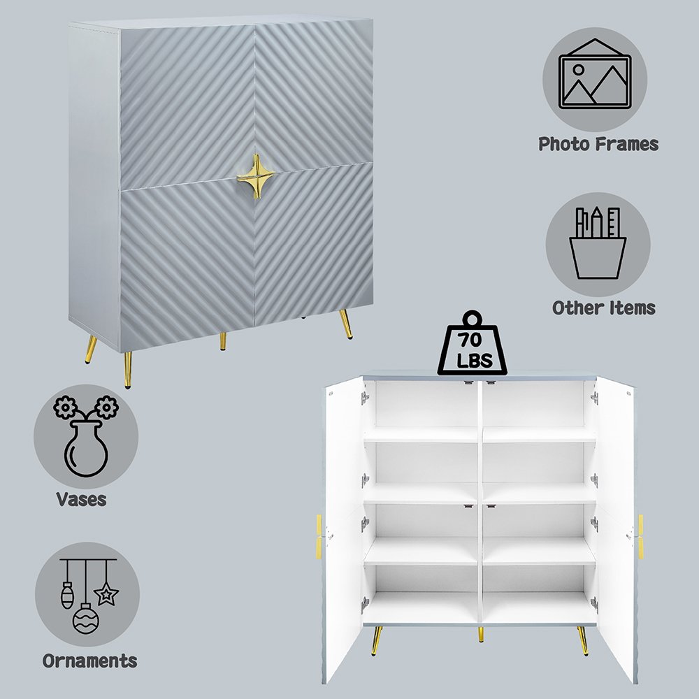 Gaines Cabinet, Gray High Gloss