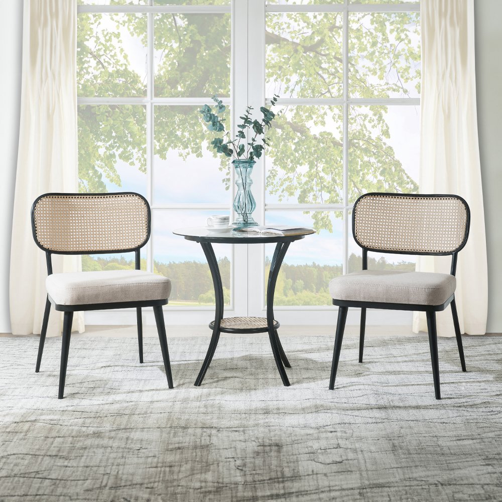 Colson 3 Pcs Table & Chairs Set, Black