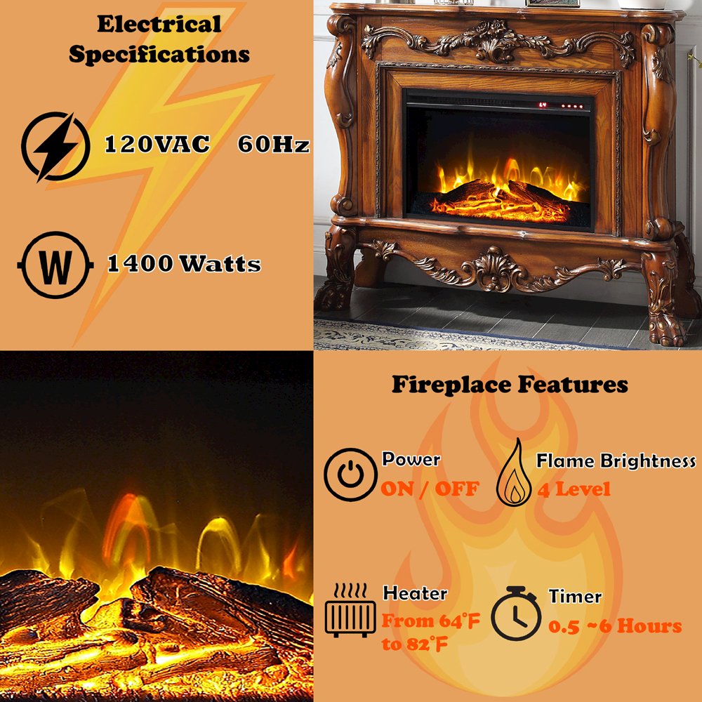Dresden Fireplace, Cherry Oak