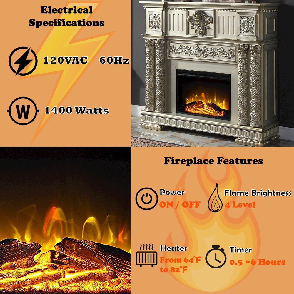 Vendome Fireplace, Gold Patina
