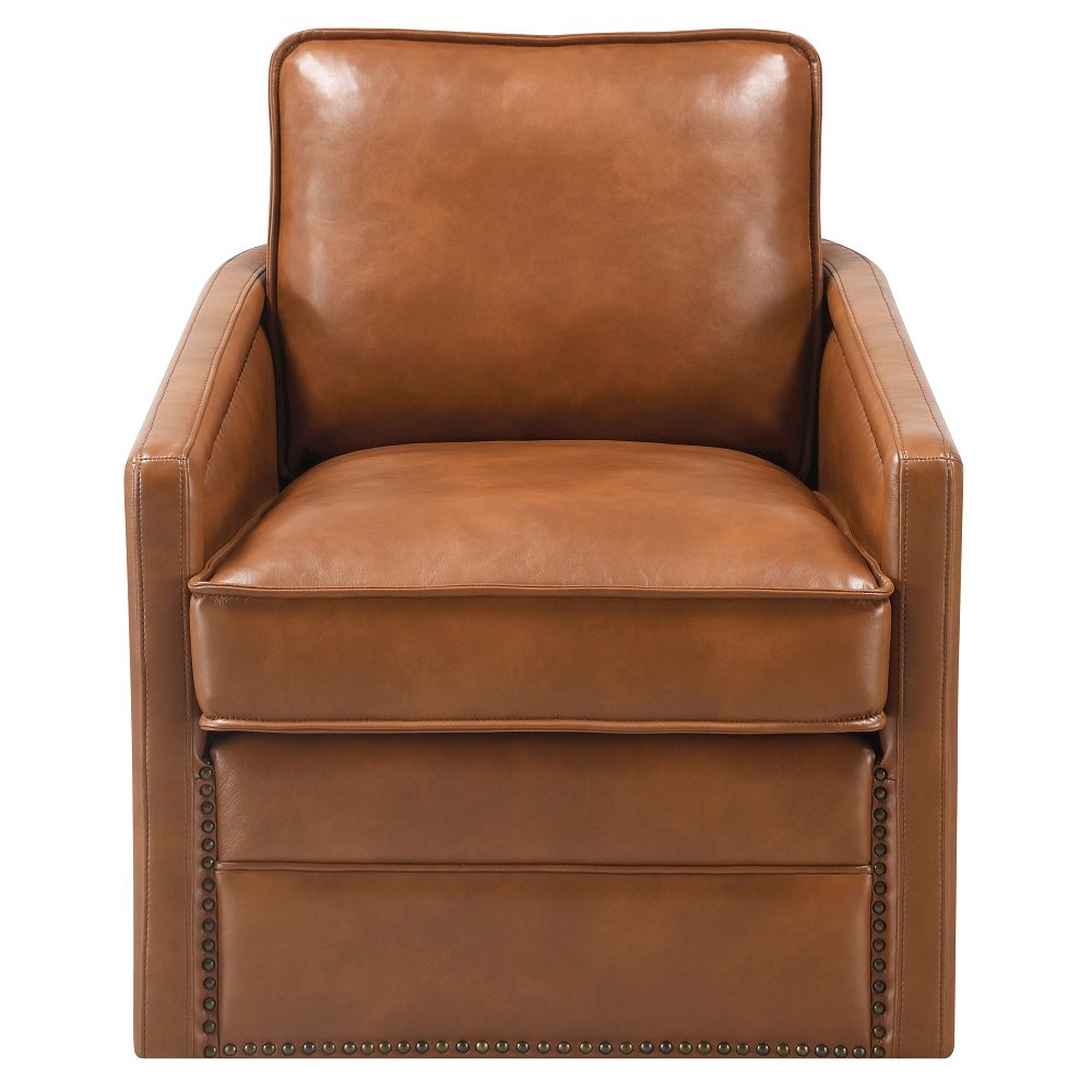 Rocha Accent Chair w/Swivel, Brown Leather Aire