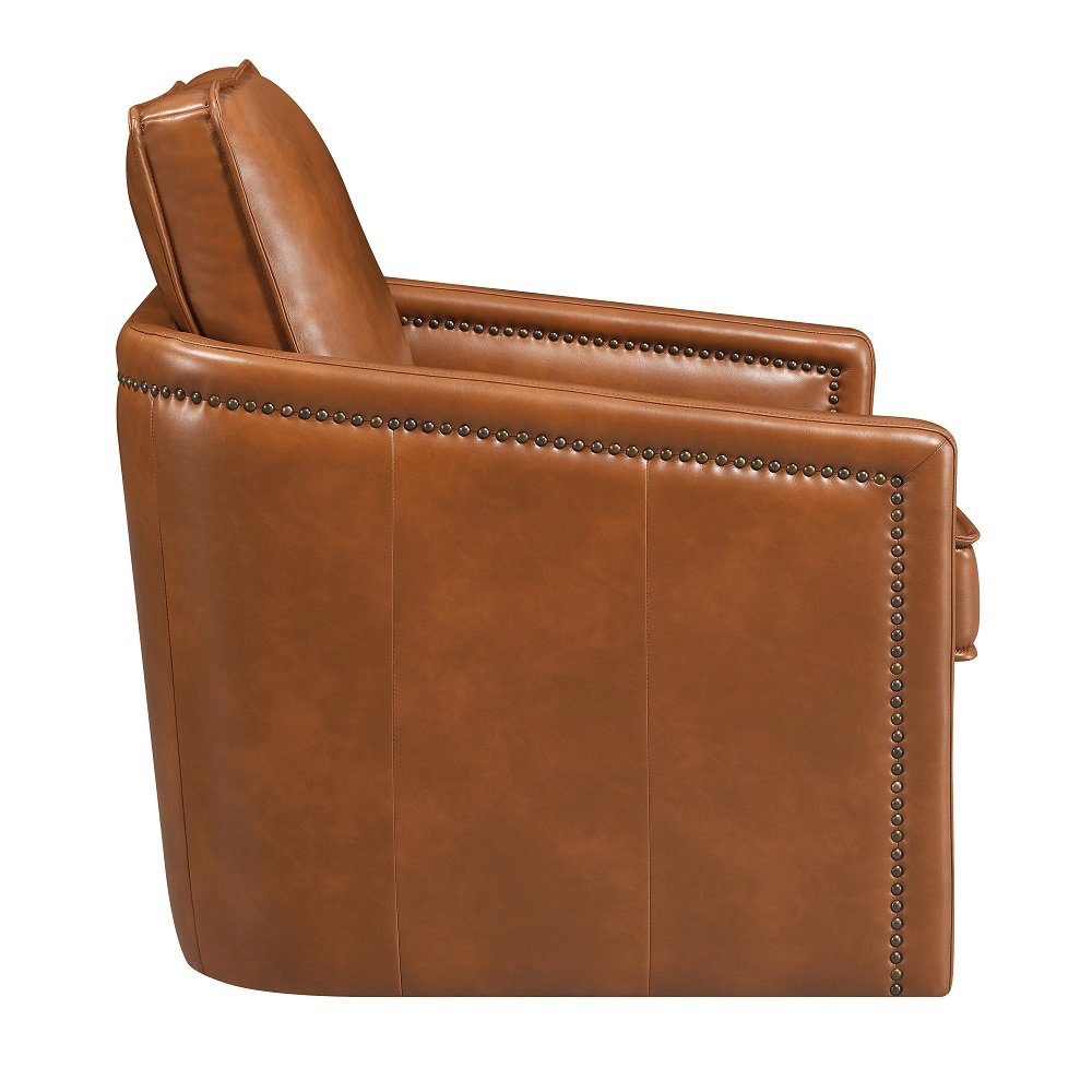 Rocha Accent Chair w/Swivel, Brown Leather Aire