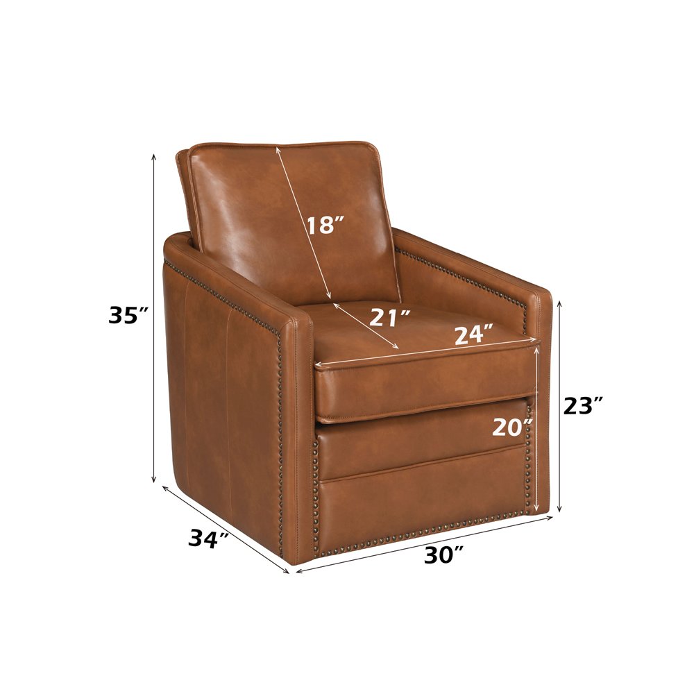 Rocha Accent Chair w/Swivel, Brown Leather Aire