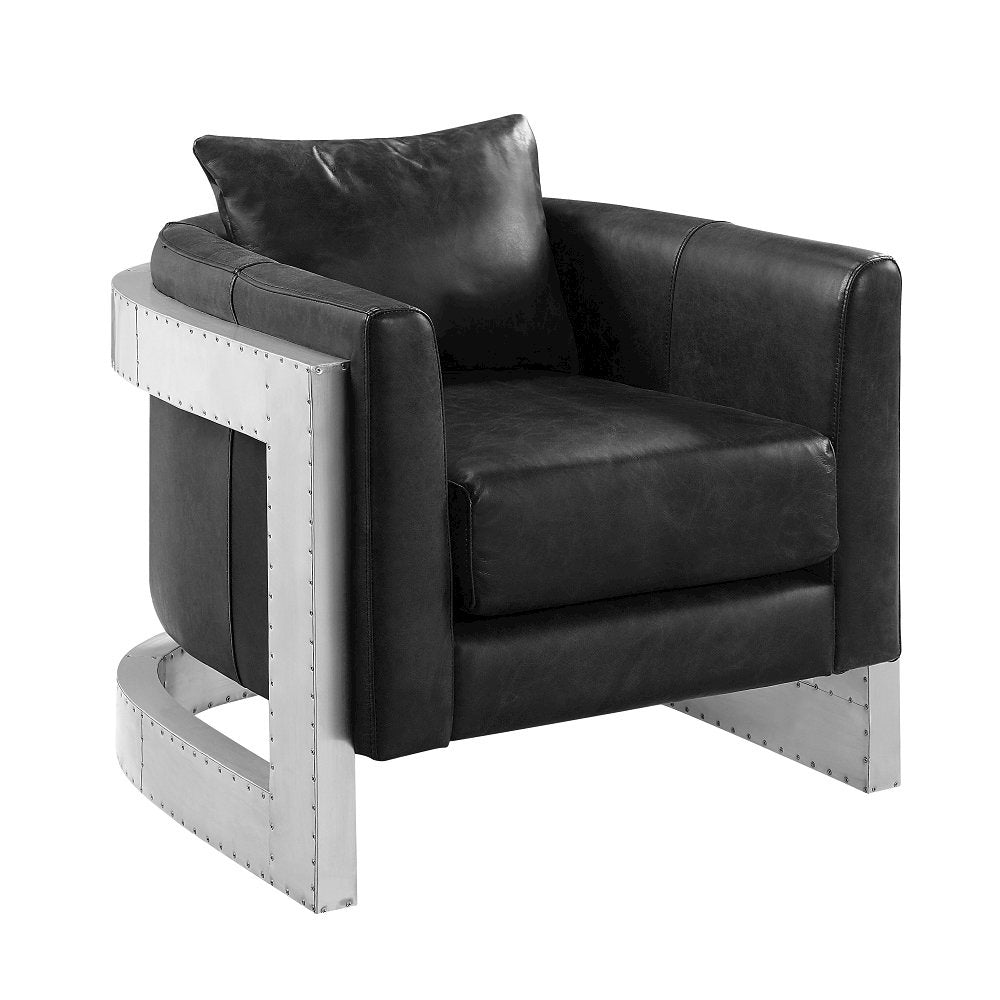 Betla Accent Chair, Black Top Grain Leather