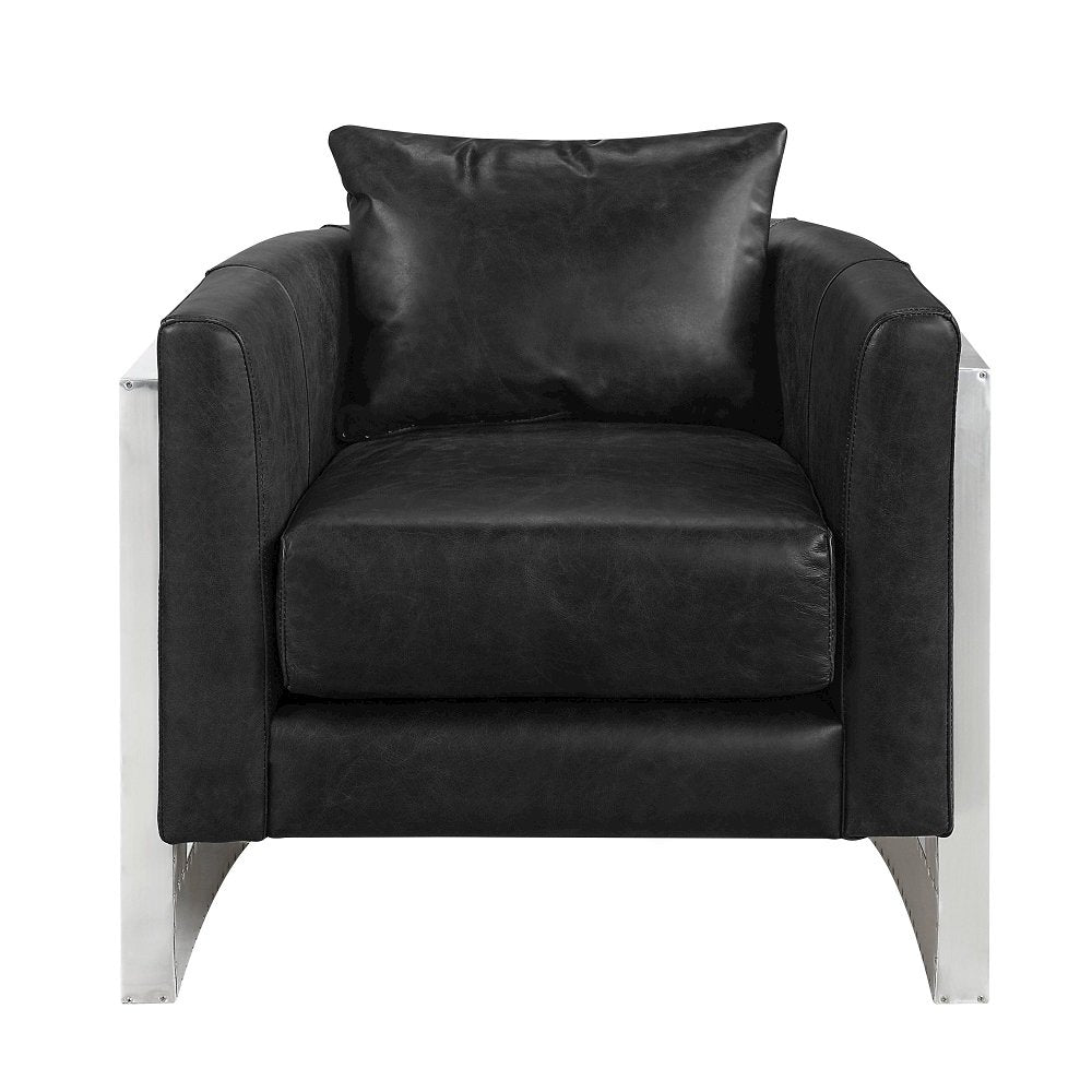 Betla Accent Chair, Black Top Grain Leather